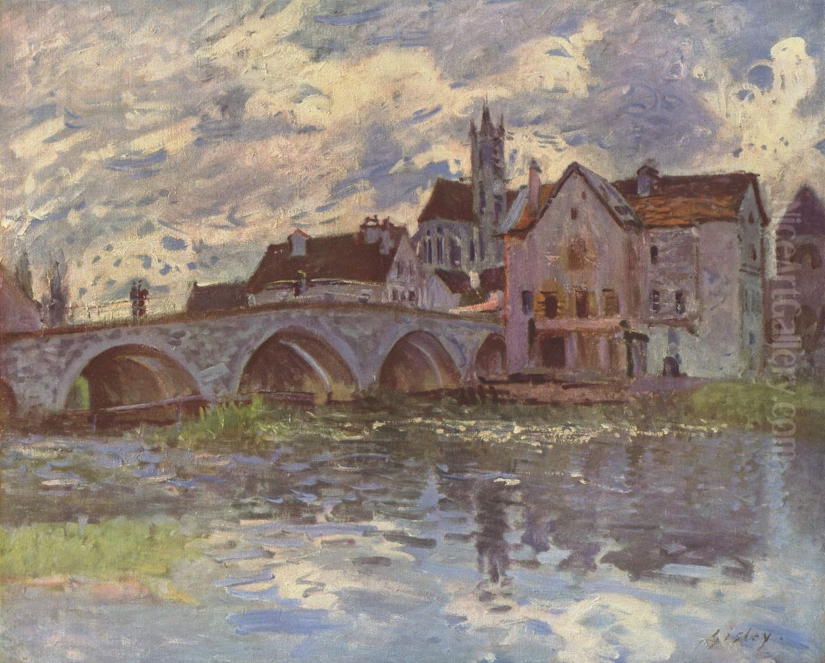 Pont deMoret-sur-Loing Oil Painting by Alfred Sisley