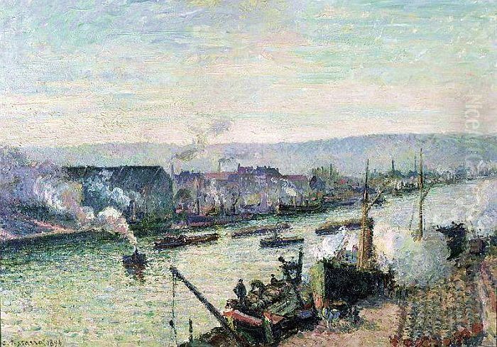 Camille Pissarro_- La Seine a Rouen, Saint-Sever 1122 Oil Painting by Camille Pissarro