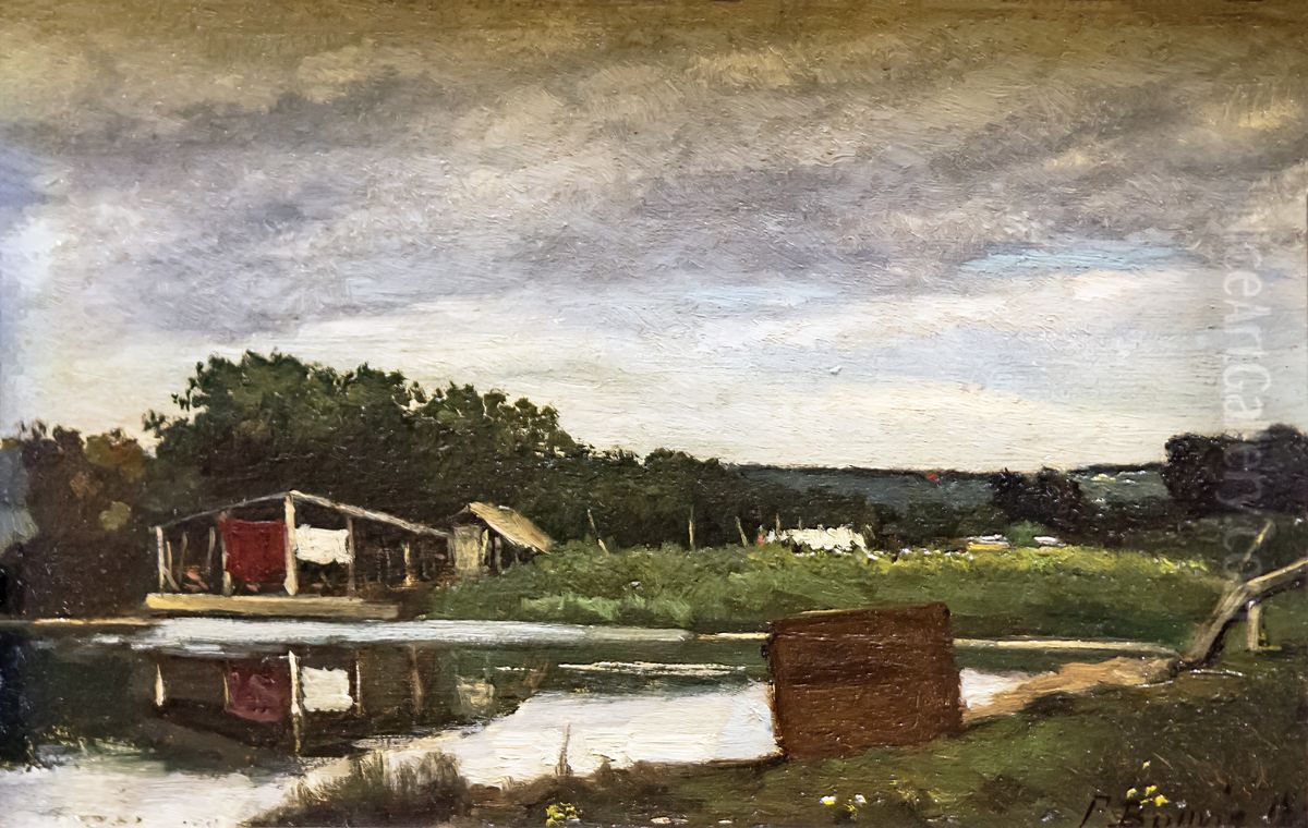 Port-Marly or Small pond. Oil Painting by Francois Bonvin