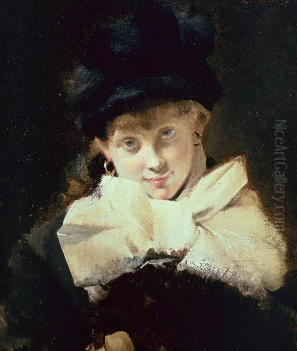 Portrait de la femme de l'artiste Oil Painting by Edouard Toudouze