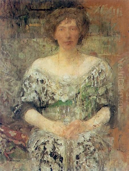 Portret pani D. Oil Painting by Olga Boznanska
