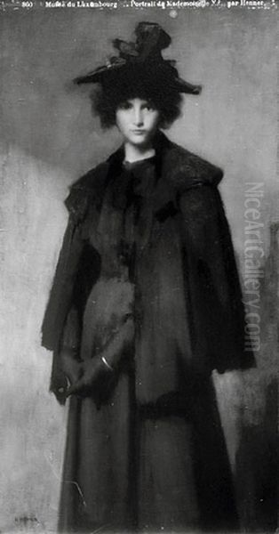 Portrait de Mademoiselle Laura Leroux Oil Painting by Jean-Jacques Henner