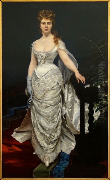 Portrait de Mademoiselle X, Marquise Anforti Oil Painting by Carolus-Duran