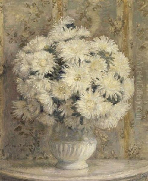 Reines marguerites dans un vase Oil Painting by Marie Duhem