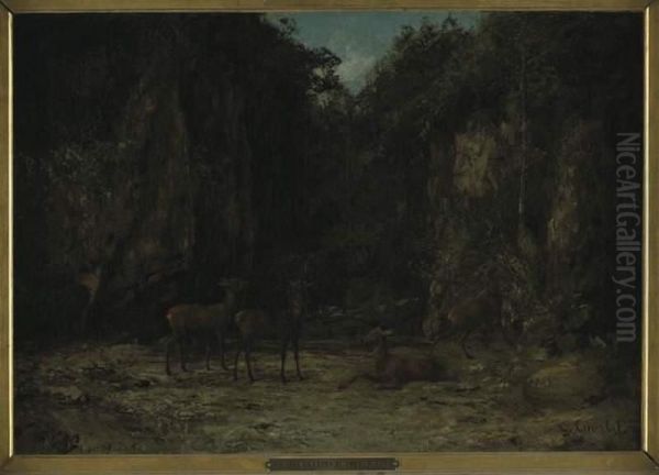 Deer shed at dusk Oil Painting by Gustave Courbet