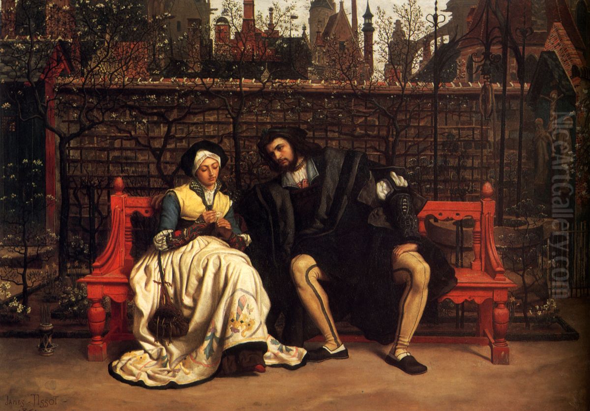 Faust and Marguerite in the Garden Oil Painting by James Jacques Joseph Tissot
