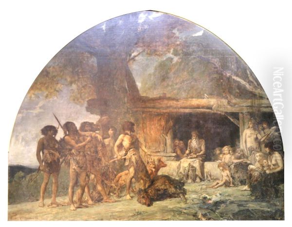 L'age de pierre, retour d'une chasse a l'ours Oil Painting by Fernand Cormon