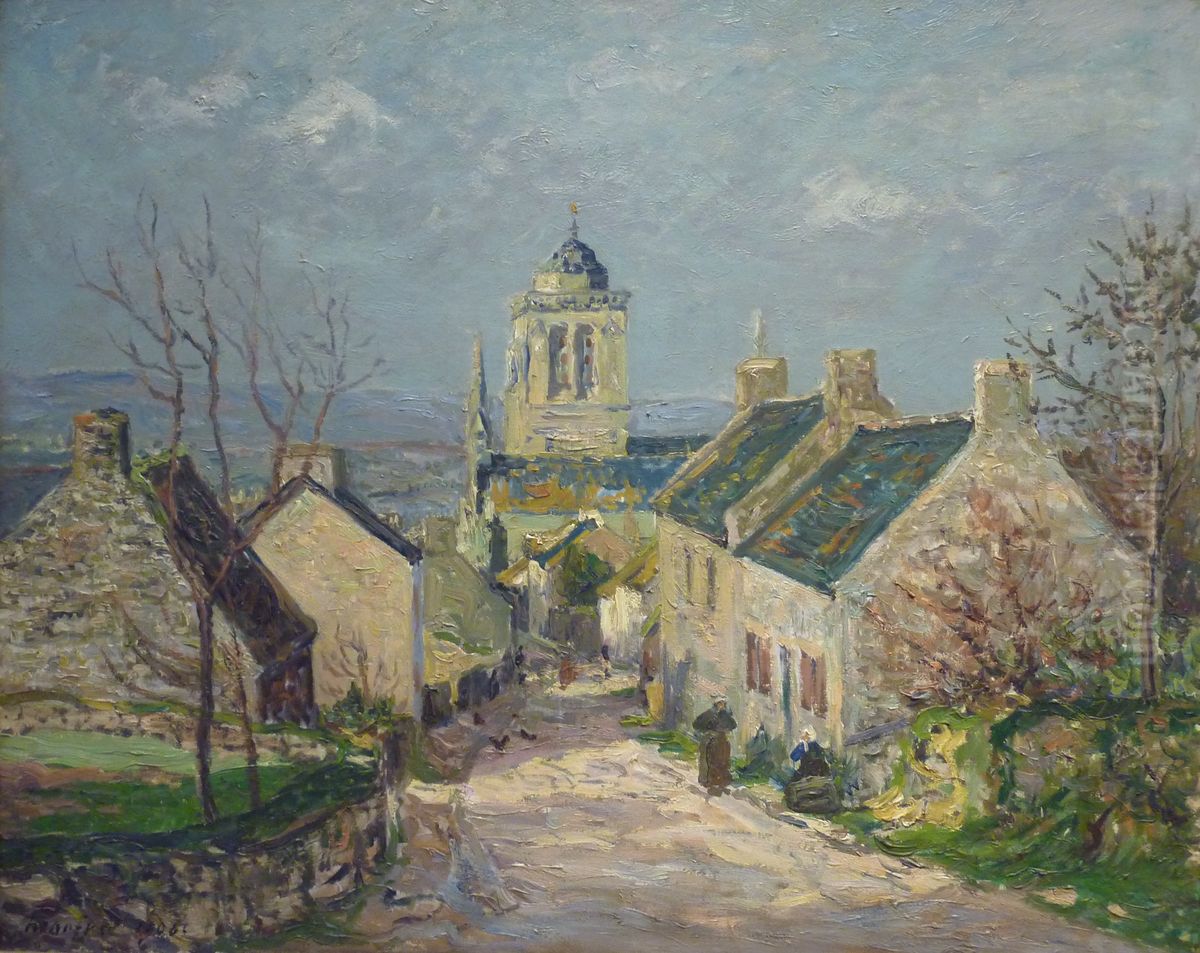 La rue descendante a Locronan Oil Painting by Maxime Maufra