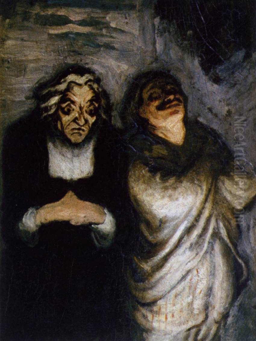Scene from a Comedy Oil Painting by Honore Daumier