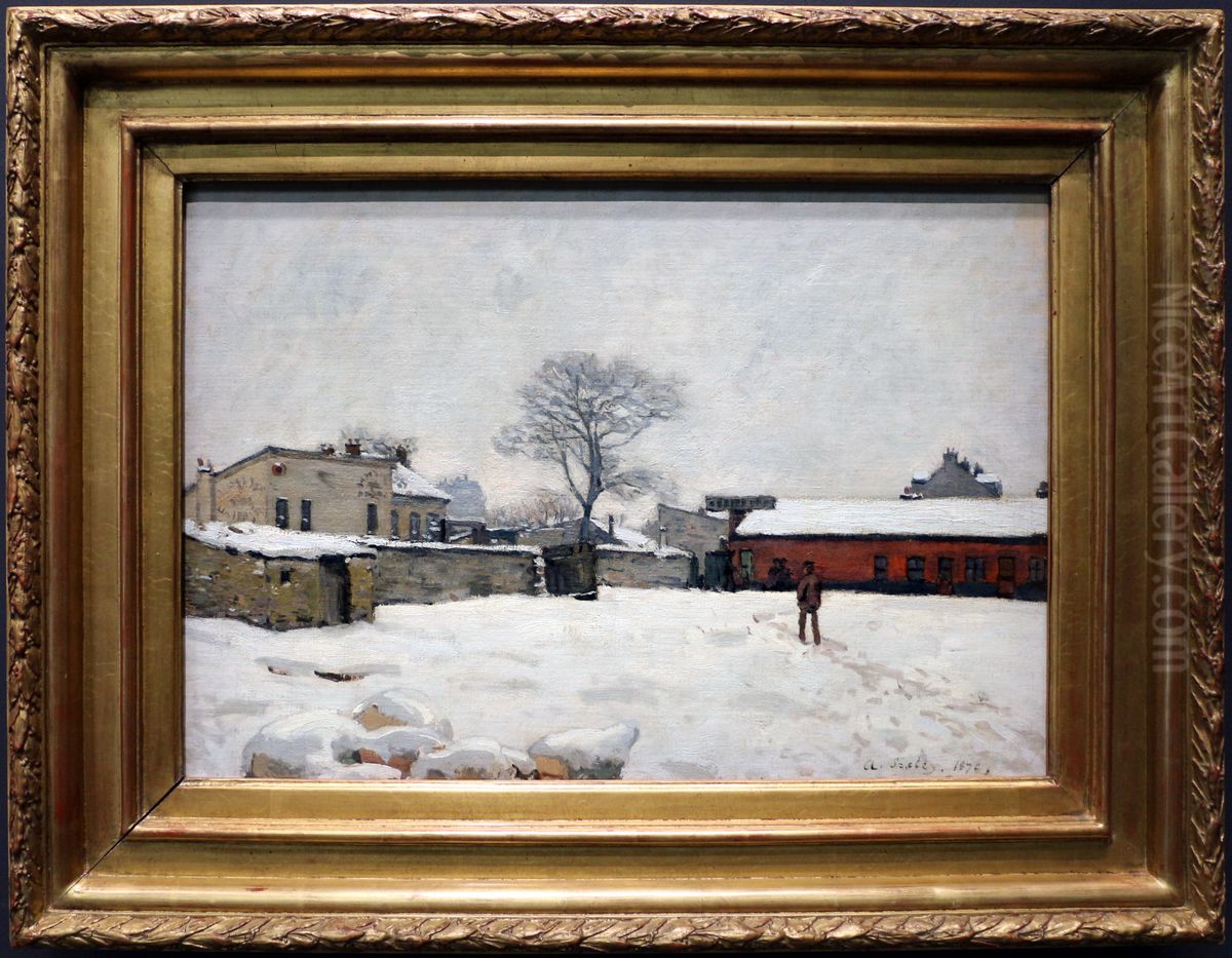 Under the snow: farmyard in Marly-le-Roi Oil Painting by Alfred Sisley