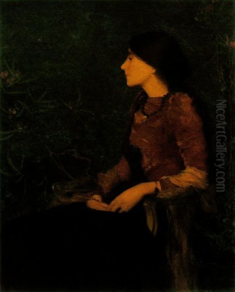 Ritratto di Thadee Caroline Jacquet Oil Painting by Edmond Aman-Jean
