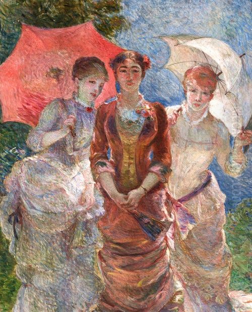 Trois femmes aux ombrelles Oil Painting by Marie Bracquemond
