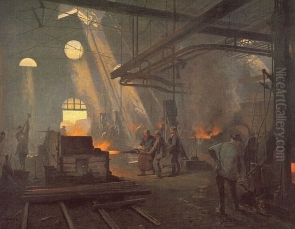 Une forge Oil Painting by Fernand Cormon