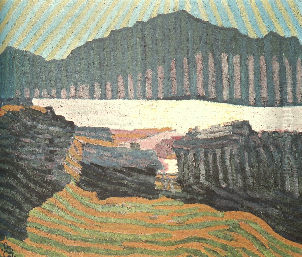 View of Capolago (Ticino) Oil Painting by Giovanni Giacometti