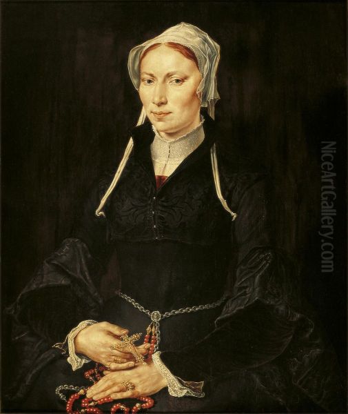 Portrait of an unknown woman Oil Painting by Maarten Van Heemskerck