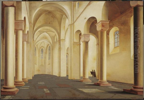 Idealized interior of the St. Pieterskerk in Utrecht Oil Painting by Pieter Jansz. Saenredam