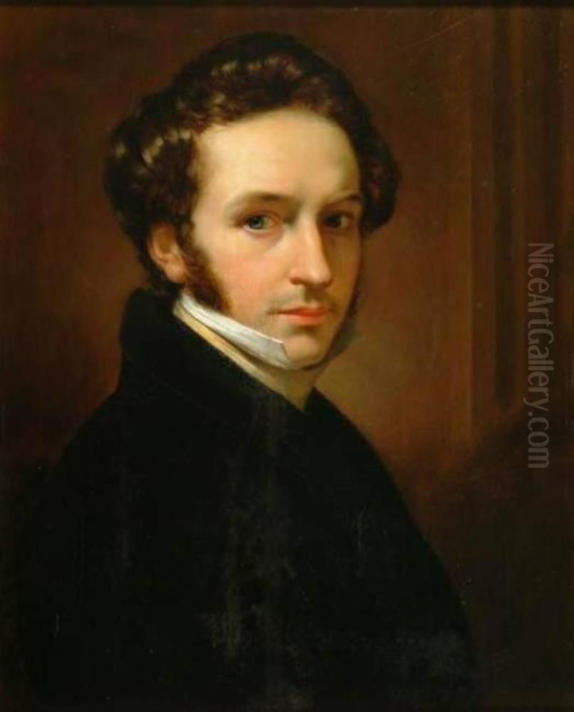 Self portrait of Jan Adam Kruseman (1804-1862) Oil Painting by Jan Adam Kruseman