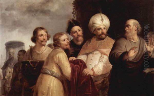 Elisharefuses the gifts ofNaaman Oil Painting by Pieter de Grebber