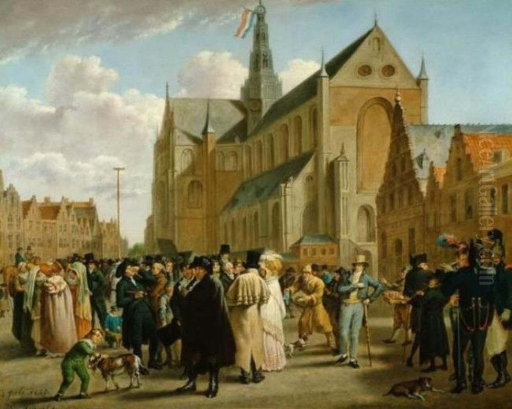 Festival on the market square in Haarlem Oil Painting by Wybrand Hendricks