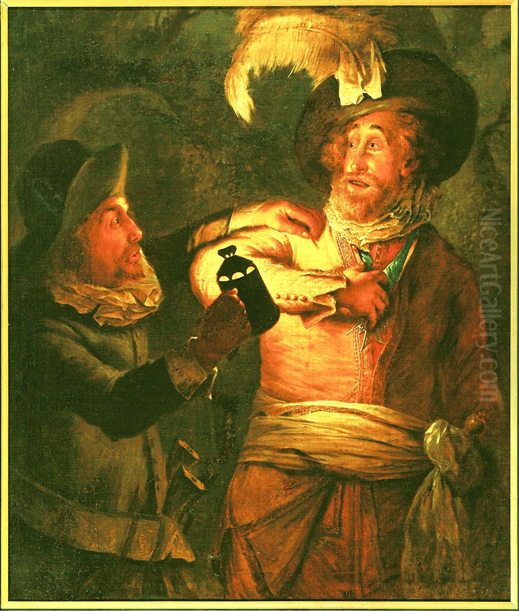 Jan van Walre (1759-1837) and Adriaan de Waal Malefijt (1739-1806) acting in the play 'De Jagtpartij van Hendrik den Vierden' Oil Painting by Wybrand Hendricks