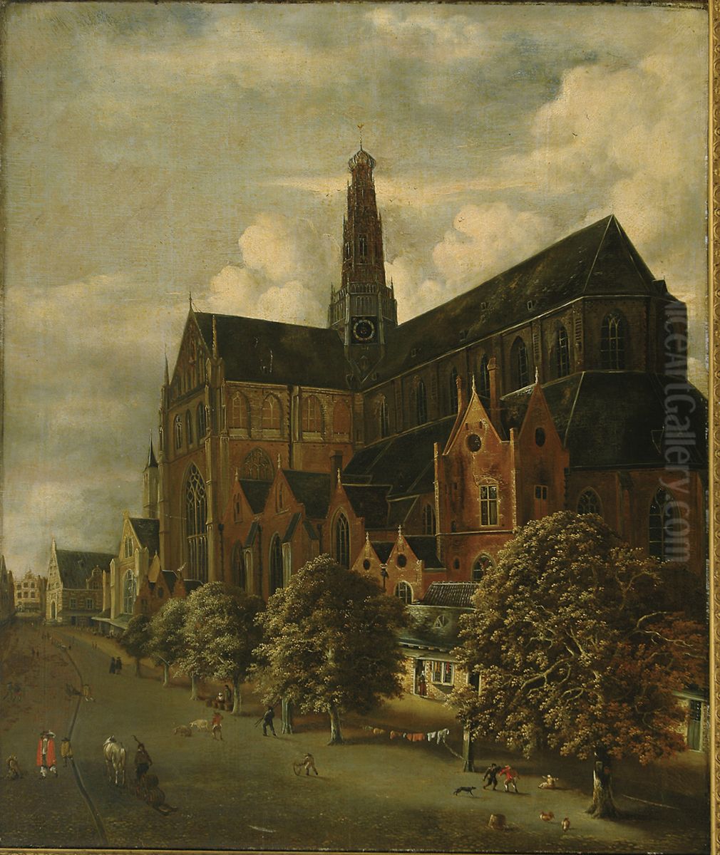 St. Bavokerk from the southeast Oil Painting by Jan Wouwerman