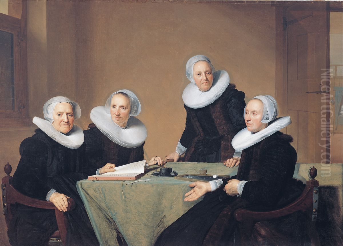 Regentesses of the Grote or St. Elisabeth Hospital, Haarlem 1641 Oil Painting by Johannes Cornelisz Verspronck