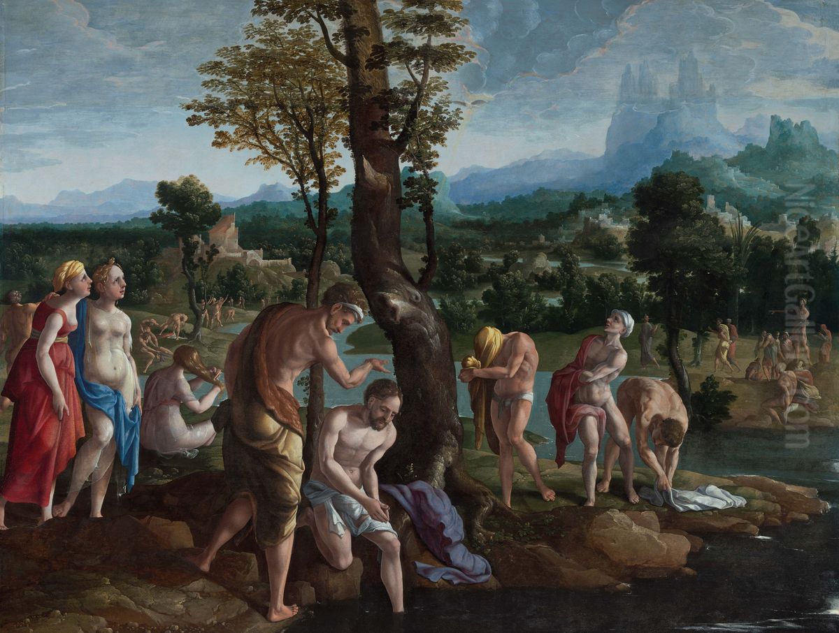 The Baptism of Christ in the Jordan Oil Painting by Jan Van Scorel