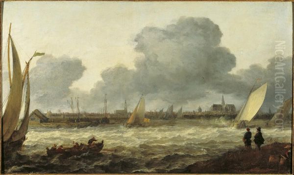 View of Haarlem from the Noorder Buiten Spaarne Oil Painting by Allaert van Everdingen