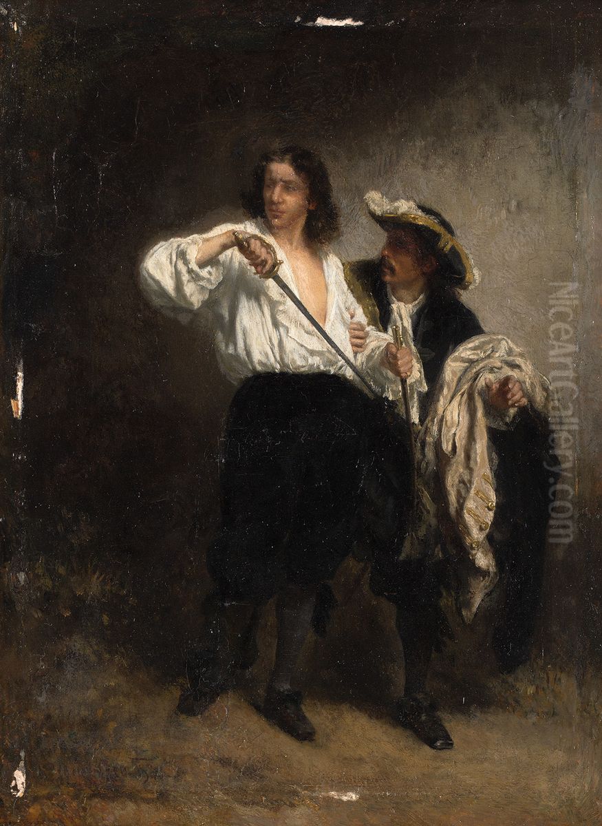 The Duel Oil Painting by August von Pettenkofen
