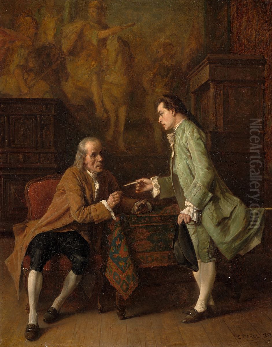 De aanbevelingsbrief Oil Painting by Eugene Fichel