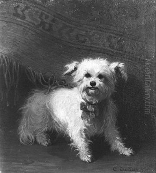 Witte hond Oil Painting by Conradijn Cunaeus