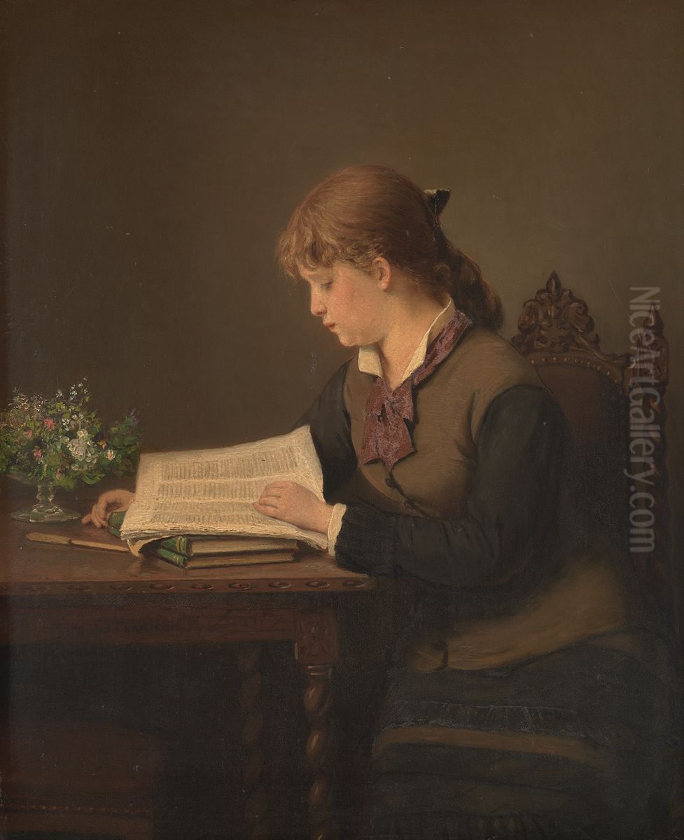 Lezend meisje Oil Painting by Jacob Taanman