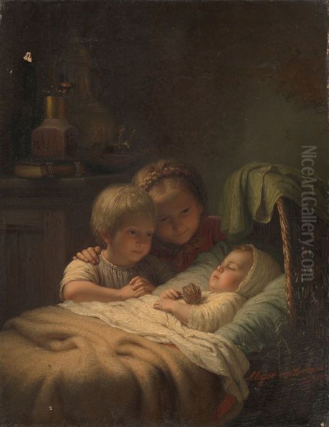 Het jongste broertje Oil Painting by Johann Georg Meyer
