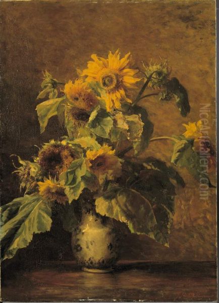 Zonnebloemen Oil Painting by Gerardina Jacoba van de Sande Bakhuyzen