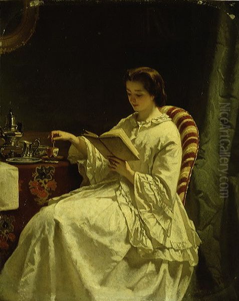 Ochtendlectuur Oil Painting by Hendrik Jacobus Scholten Ochtendlectuur Oil Painting by Hendrik Jacobus Scholten