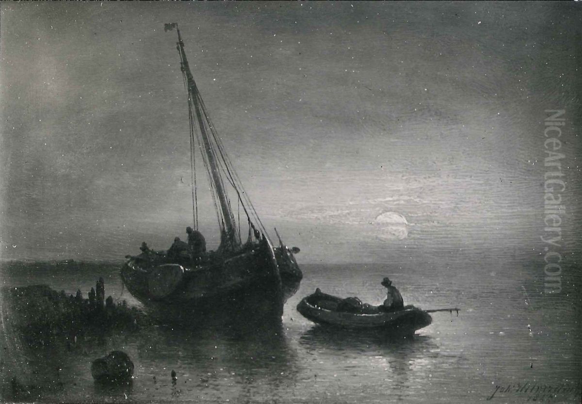 A backwater Oil Painting by Johannes Hilverdink