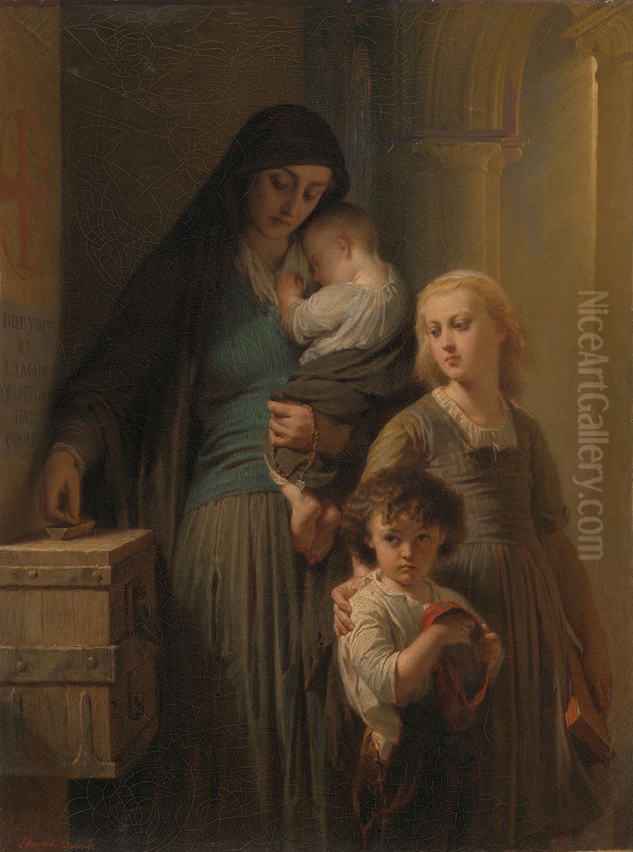 Het penningske der weduwe Oil Painting by Edouard Louis Dubufe