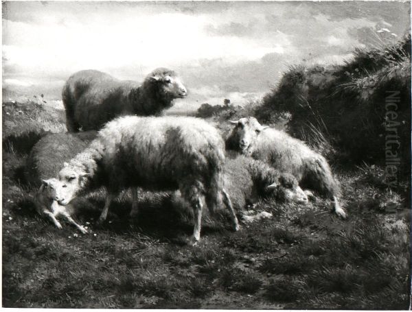 Een landschap met schapen Oil Painting by Rosa Bonheur