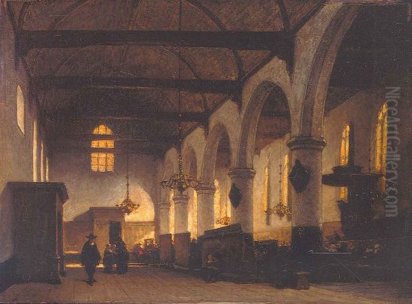 De Bakenesserkerk te Haarlem Oil Painting by Johannes Bosboom