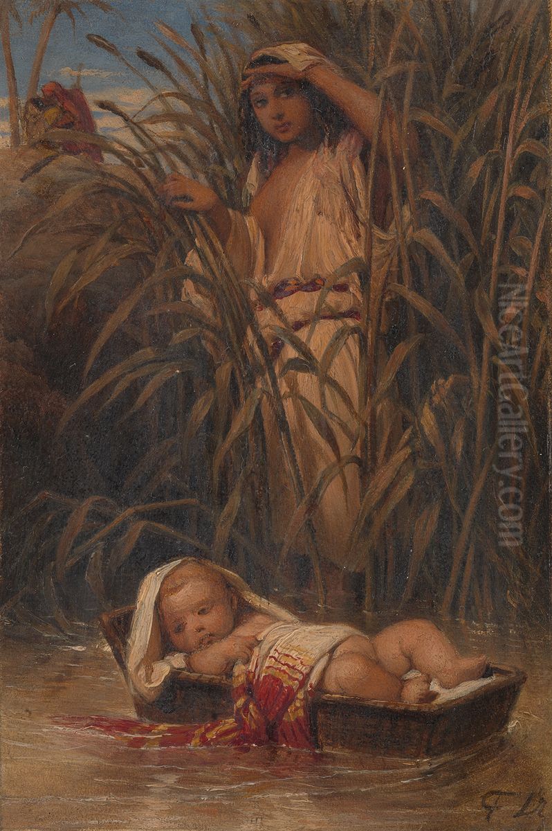 Mozes in het biezenkistje Oil Painting by Paul Delaroche