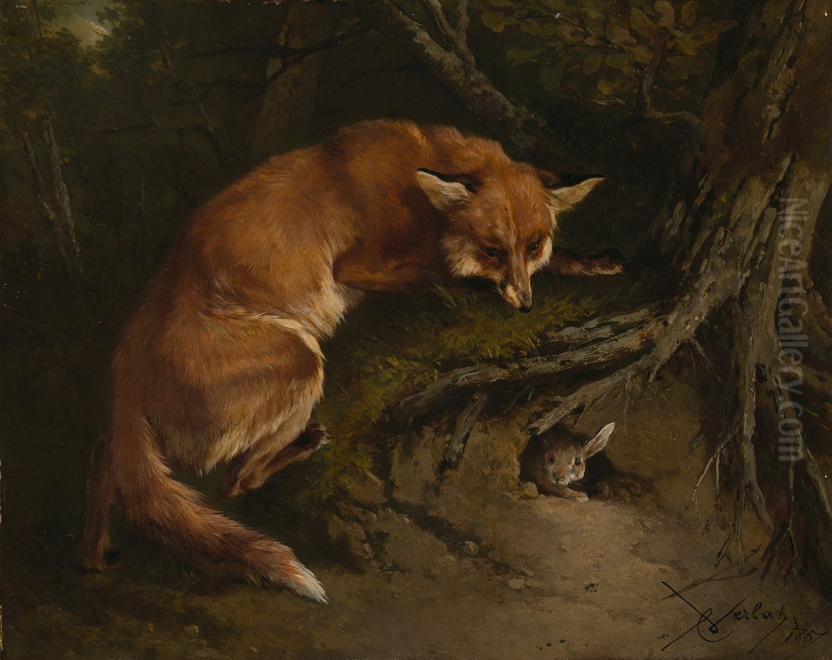Op de loer Oil Painting by Charles Verlat
