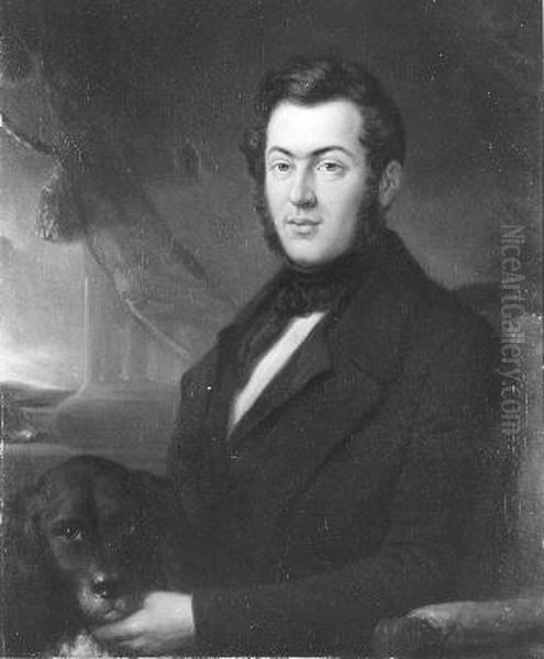 Heer met hond Oil Painting by Cornelis Kruseman