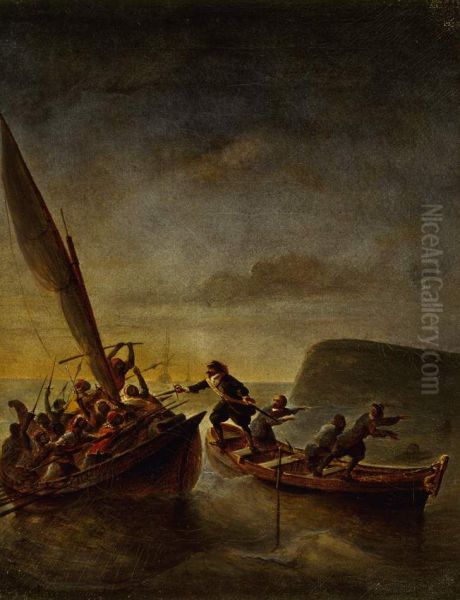 Anno 1649. Het moedvertoon van Johan van Galen bij Port-Maria Oil Painting by Christiaan Cornelis Kannemans