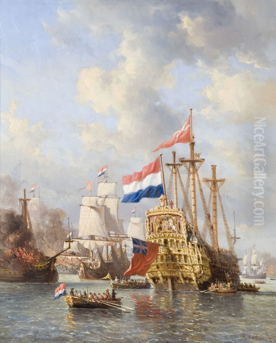 Anno 1667. De tocht naar Chatham Oil Painting by Everhardus Koster Anno 1667. De tocht naar Chatham Oil Painting by Everhardus Koster