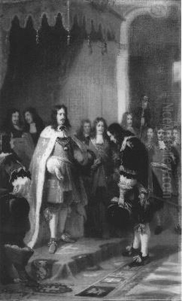 Anno 1676. Cornelis Tromp wordt tot graaf van Syllisburg verheven Oil Painting by Hendrik Jacobus Scholten
