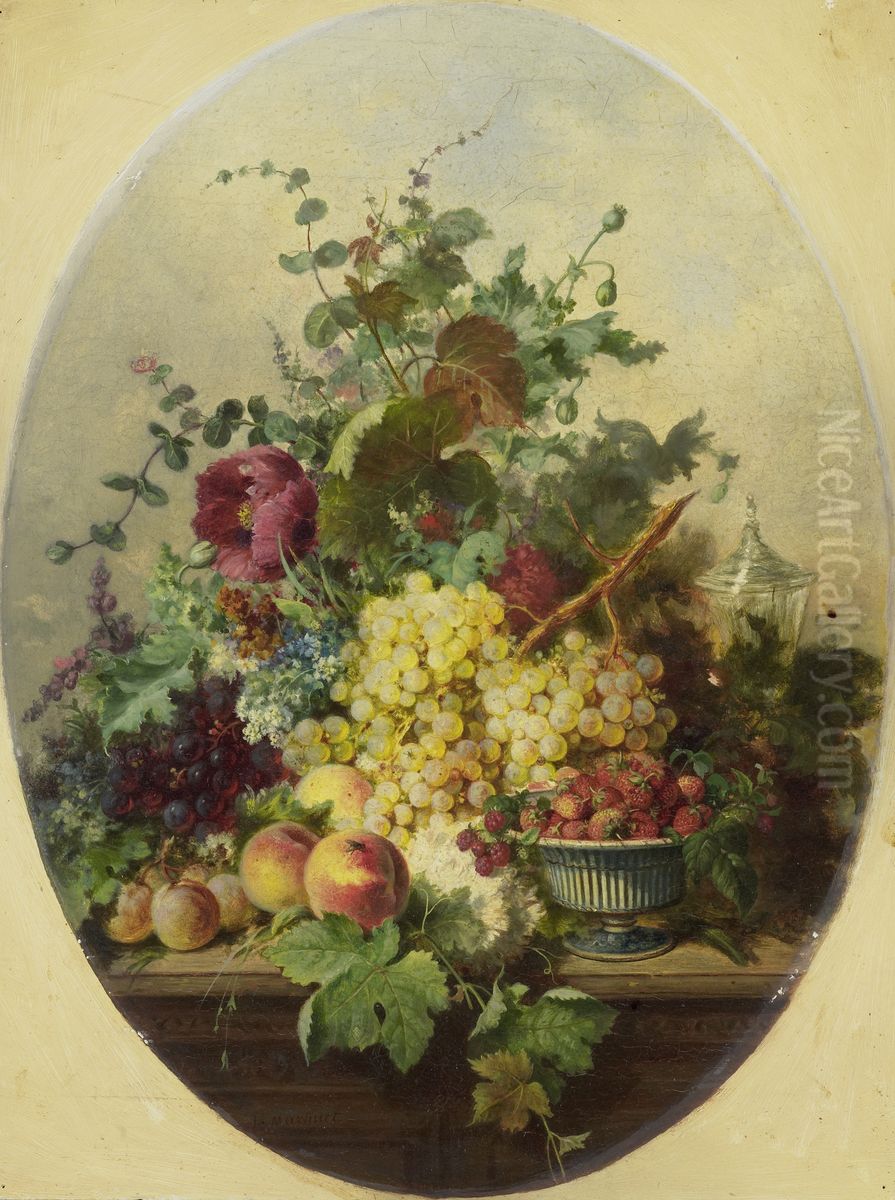 Stilleven met vruchten en bloemen Oil Painting by Louis Martinet