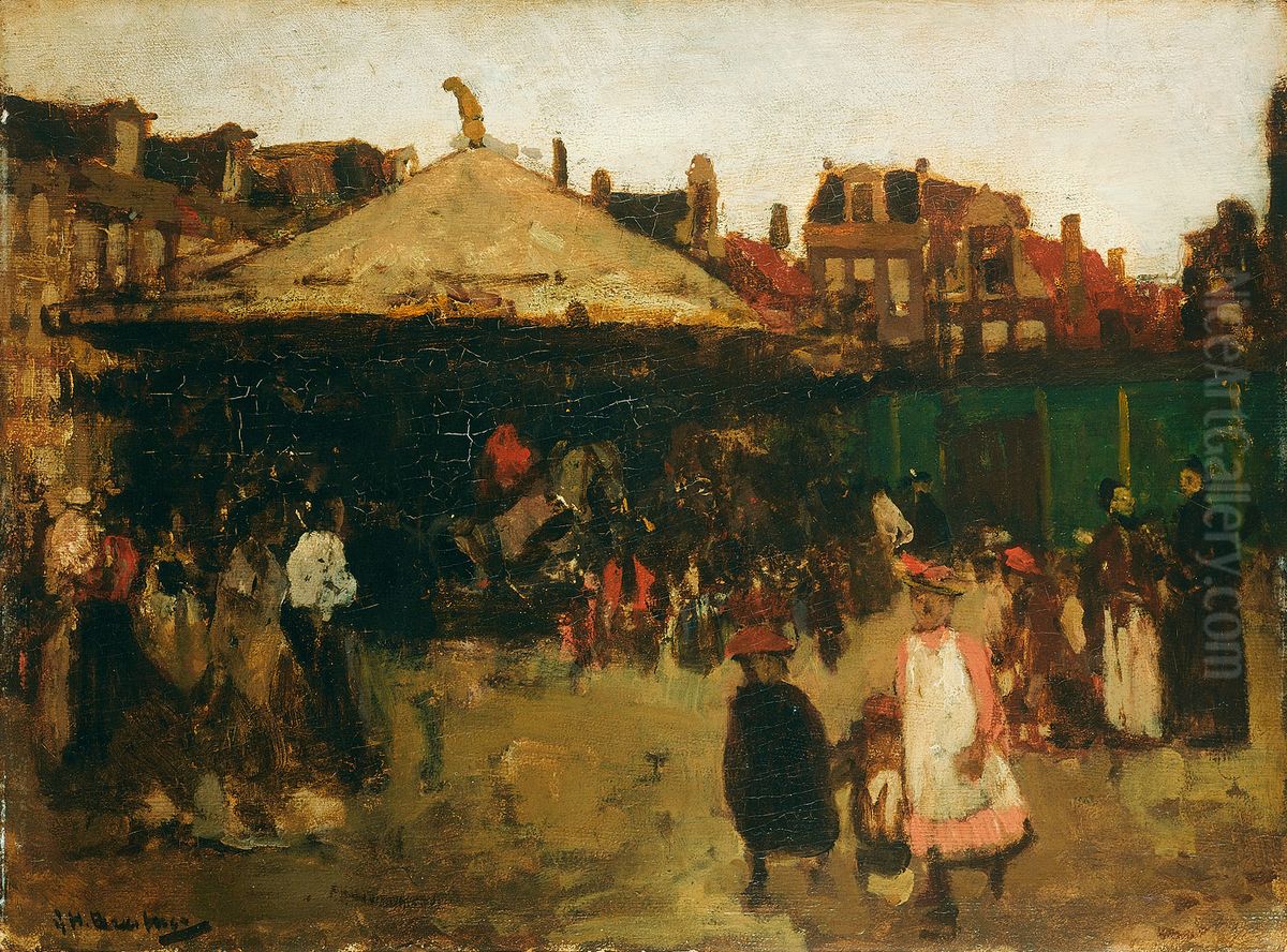 Kermis op het Haarlemmerplein Oil Painting by George Hendrik Breitner