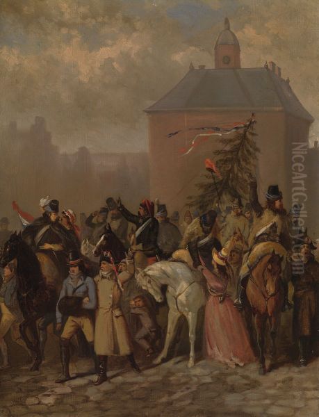 Anno 1795. De komst der Fransen Oil Painting by Johannes Hinderikus Egenberger