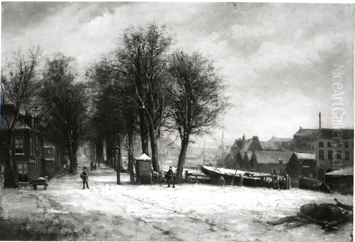 Plantage Lijnbaansgracht te Amsterdam Oil Painting by Willem Koekkoek