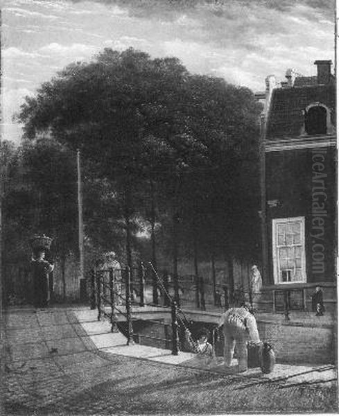 Leliegracht, hoek herengracht, naar het zuiden gezien Oil Painting by Maria Margaretha La Fargue
